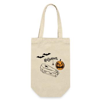Halloween Kürbis Silhouette - Geschenkbeutel für Flaschen - Natur - Vorne