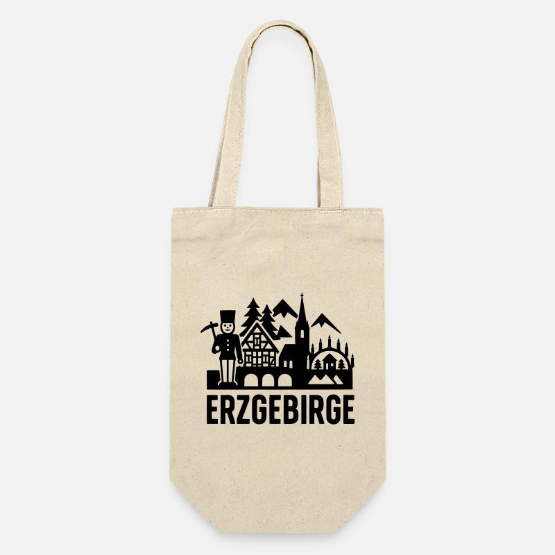 Erzgebirge typisch Silhouette - Geschenkbeutel für Flaschen - Natur