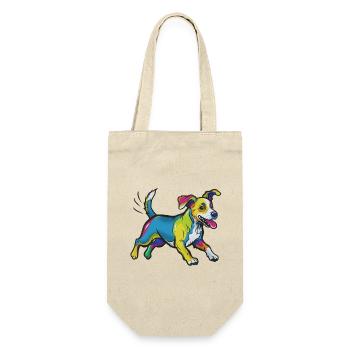 Colorful Sprinter Dog Illustration - Gift Bag for Bottles - nature - Front
