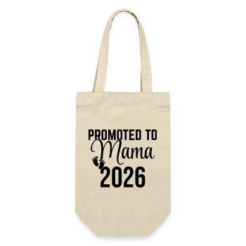 Promoted to Mama 2026 – Werdende Mutter Design - Geschenkbeutel für Flaschen - Natur - Vorne