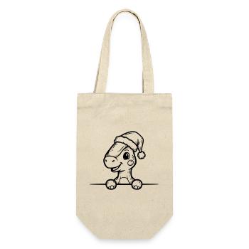 Cute dino with Santa hat – cartoon style - Gift Bag for Bottles - nature - Front