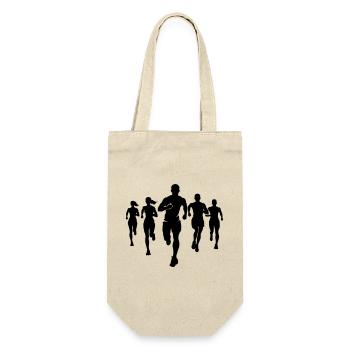 Marathonläufer Team Silhouette Marathon - Geschenkbeutel für Flaschen - Natur - Vorne