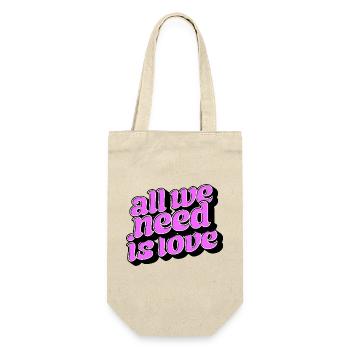 Love Is Enough: Retro Love Typo - Gift Bag for Bottles - nature - Front