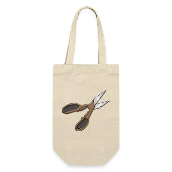 Vintage Scissor Motif Brown Handle - Gift Bag for Bottles - nature - Front