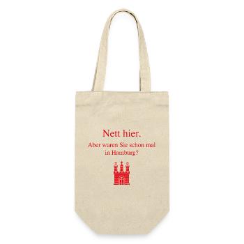 Nett Hier. Aber Waren Sie Schon Mal In Hamburg? R - Geschenkbeutel für Flaschen - Natur - Vorne