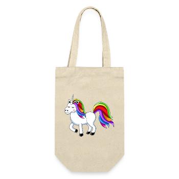 Regenbogen-Einhorn Cartoon-Design - Geschenkbeutel für Flaschen - Natur - Vorne