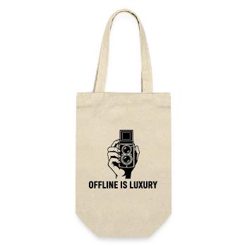  Offline Is Luxury Vintage Camera Linocut - Gift Bag for Bottles - nature - Front