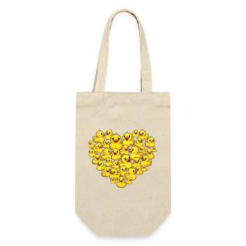Quietscheente, Herz-Enten-Liebhaber, Enten-Kunst - Geschenkbeutel für Flaschen - Natur - Vorne
