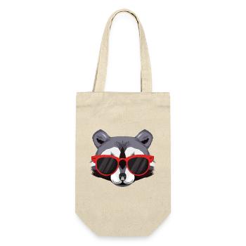 Waschbär mit Cooler roter Sonnenbrille rockt - Geschenkbeutel für Flaschen - Natur - Vorne