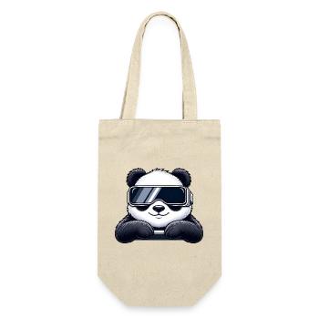 Cooler Panda Cartoon VR Gamer Entspannen Relaxen - Geschenkbeutel für Flaschen - Natur - Vorne
