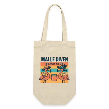 Malle Diven Beach Club Flamingo Mallorca Party  - Geschenkbeutel für Flaschen - Natur - Vorne