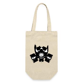 Gasmaske Skullsilhouette - Geschenkbeutel für Flaschen - Natur - Vorne