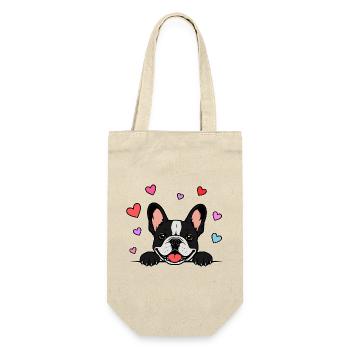 Französische_Bulldogge_Pfoten_mit_Herz_schwarz - Gift Bag for Bottles - nature - Front