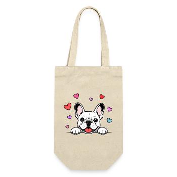 Französische_Bulldogge_Pfoten_mit_Herz_weiss - Gift Bag for Bottles - nature - Front
