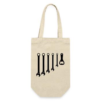 Werkzeug Set & Flaschenöffner Handwerker - Geschenkbeutel für Flaschen - Natur - Vorne