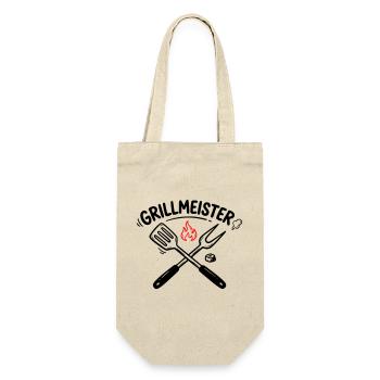 Grillmeister BBQ Grillen Pitmaster Männer - Geschenkbeutel für Flaschen - Natur - Vorne