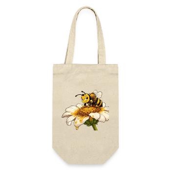 Biene Honig Imker Honigwabe Blumen Wiese Insekt - Geschenkbeutel für Flaschen - Natur - Vorne