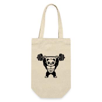 Muscle Panda Lifts Heavy Dumbbell - Gift Bag for Bottles - nature - Front