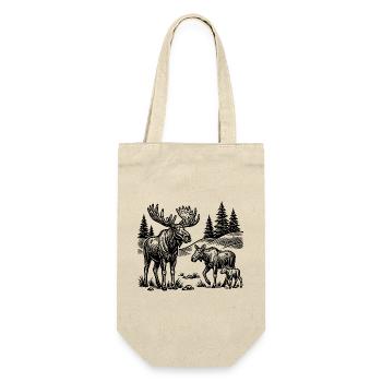T-Shirt Moose Family Moose Hunter Motif Forest - Gift Bag for Bottles - nature - Front