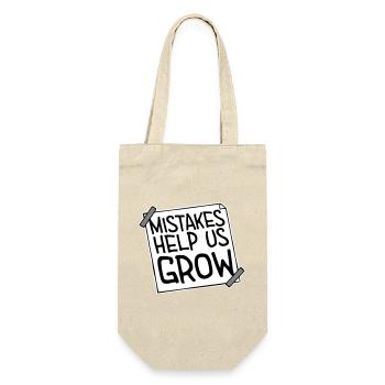 Mistakes Help Us Grow Lustig Motivational Wachstum - Geschenkbeutel für Flaschen - Natur - Vorne
