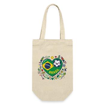 Brasilien Herzball Fußballfreude - Geschenkbeutel für Flaschen - Natur - Vorne