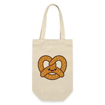 Kawaii Brezel Lächelnder Snack - Geschenkbeutel für Flaschen - Natur - Vorne