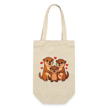Otterfamilie - Geschenkbeutel für Flaschen - Natur - Vorne