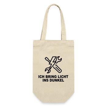 Ich bring Licht ins Dunkel – Elektriker Shirt - Geschenkbeutel für Flaschen - Natur - Vorne