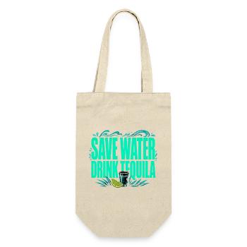Spare Wasser, trink Tequila - Lustiges Shirt - Geschenkbeutel für Flaschen - Natur - Vorne