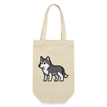 Pixel Wolf - Geschenkbeutel für Flaschen - Natur - Vorne