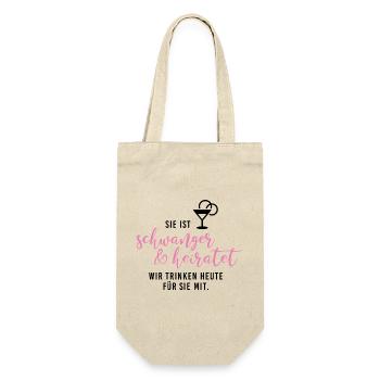 schwanger und heiratet Braut Babybauch JGA Gruppe2 - Geschenkbeutel für Flaschen - Natur - Vorne