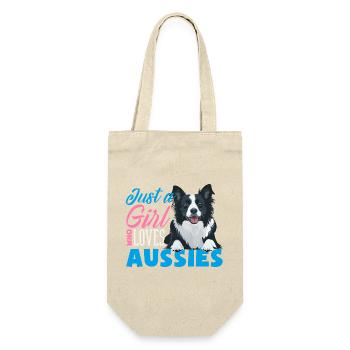 Australian Shepherd - Mein treuer Aussie - Geschenkbeutel für Flaschen - Natur - Vorne