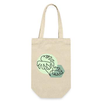 Pastellfarbene Monstera-Blätter im einfachen Linienstil - Geschenkbeutel für Flaschen - Natur - Vorne