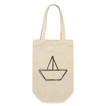 Papierboot handgezeichnet - Geschenkbeutel für Flaschen - Natur - Vorne