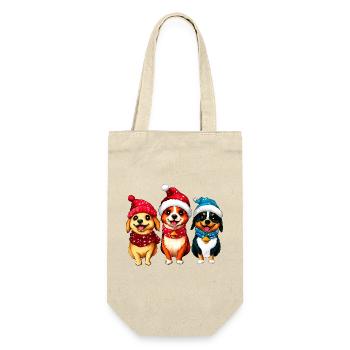 Hunde Weihnachten - Geschenkbeutel für Flaschen - Natur - Vorne