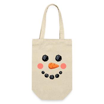 Lächelndes Schneemann Gesicht - Geschenkbeutel für Flaschen - Natur - Vorne