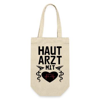 Hautarzt mit Herz Geschenk - Geschenkbeutel für Flaschen - Natur - Vorne