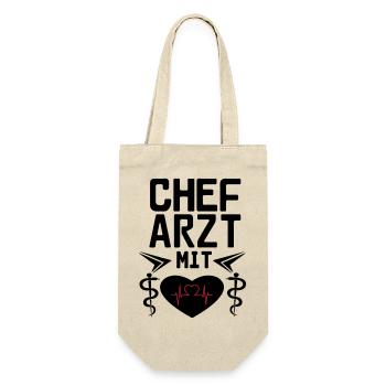 Chefarzt mit Herz Geschenk - Geschenkbeutel für Flaschen - Natur - Vorne