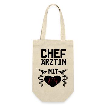 Chefärztin mit Herz Geschenk - Geschenkbeutel für Flaschen - Natur - Vorne