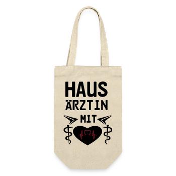 Hausärztin mit Herz Geschenk - Geschenkbeutel für Flaschen - Natur - Vorne