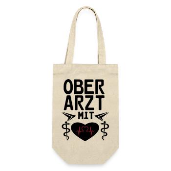 Oberarzt mit Herz Geschenk - Geschenkbeutel für Flaschen - Natur - Vorne