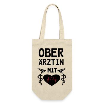 Oberärztin mit Herz Geschenk - Geschenkbeutel für Flaschen - Natur - Vorne