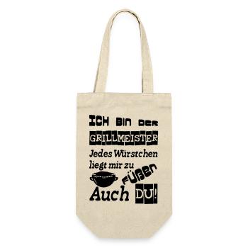 Grillmeister Spruch Grill grillen Geschenk Spruch - Geschenkbeutel für Flaschen - Natur - Vorne