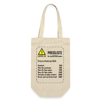 ElektriXer Preisliste (schwarz) - Geschenkbeutel für Flaschen - Natur - Vorne