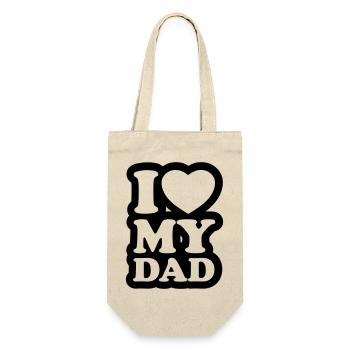 I love my dad - Ich liebe meinen Vater - Geschenkbeutel für Flaschen - Natur - Vorne