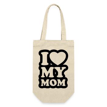 I love my mom - Ich liebe meine Mama - Geschenkbeutel für Flaschen - Natur - Vorne