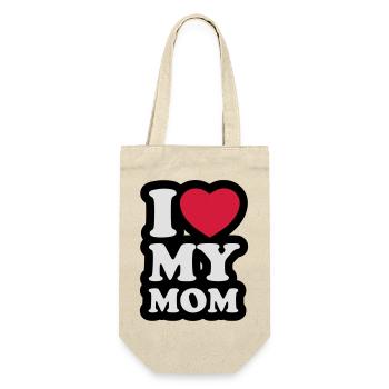I love my mom - Ich liebe meine Mama - Geschenkbeutel für Flaschen - Natur - Vorne