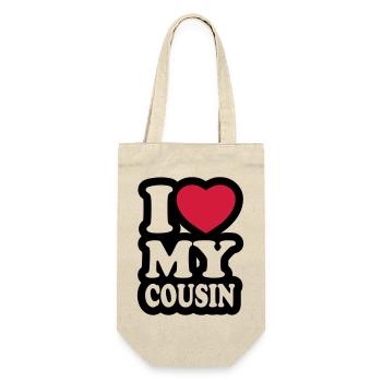 I love my cousin - Ich liebe meine Cousine - Geschenkbeutel für Flaschen - Natur - Vorne
