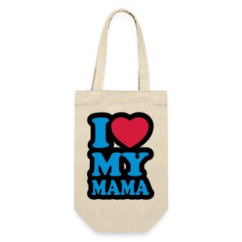 I love my mama - Ich liebe meine Mutter - Geschenkbeutel für Flaschen - Natur - Vorne