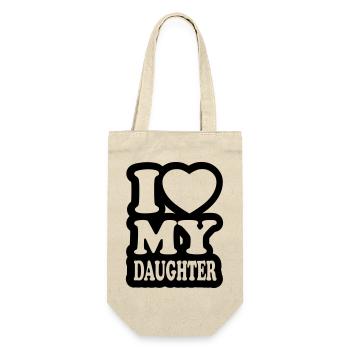I love my daughter - Ich liebe meine Tochter - Geschenkbeutel für Flaschen - Natur - Vorne